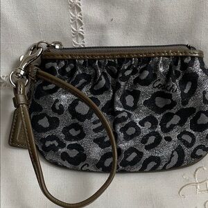 Coach Metallic Leopard Print Wristlet With Hang Tag EUC